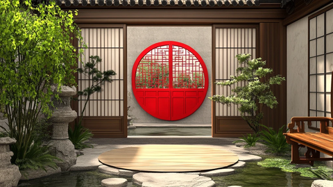 中式庭院圆洞