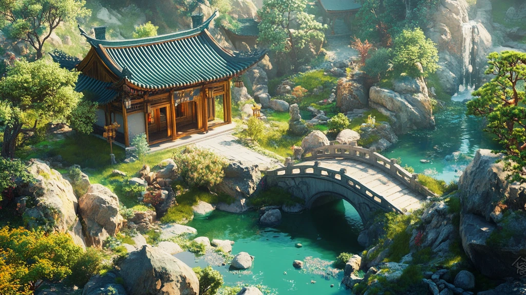 中式园林小桥流水