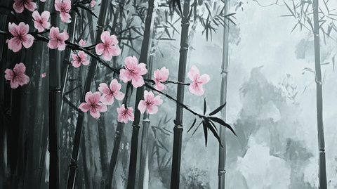 意境竹林山水画