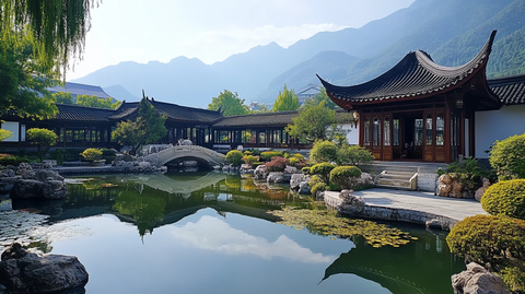 中式园林山庄园林酒店