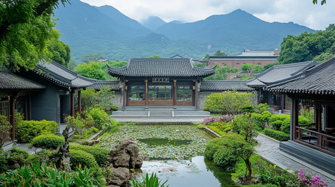 中式园林山庄园林酒店