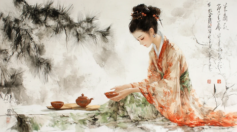 古风美女喝茶