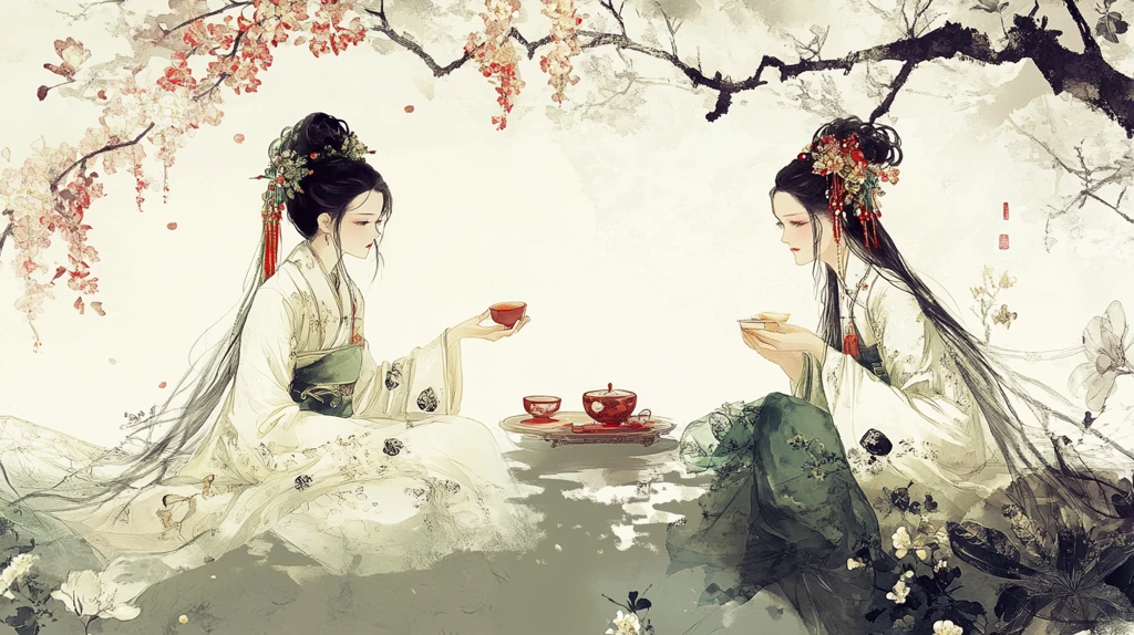 古风美女喝茶