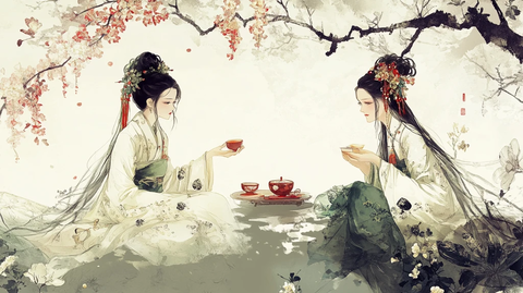 古风美女喝茶