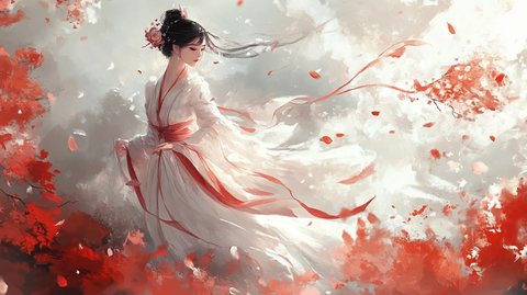 红衣少女设计古风