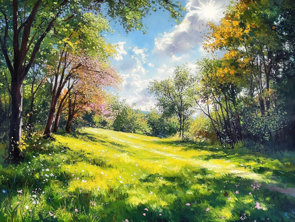 电脑装饰油画阳光森林