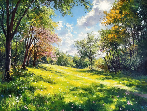 电脑装饰油画阳光森林