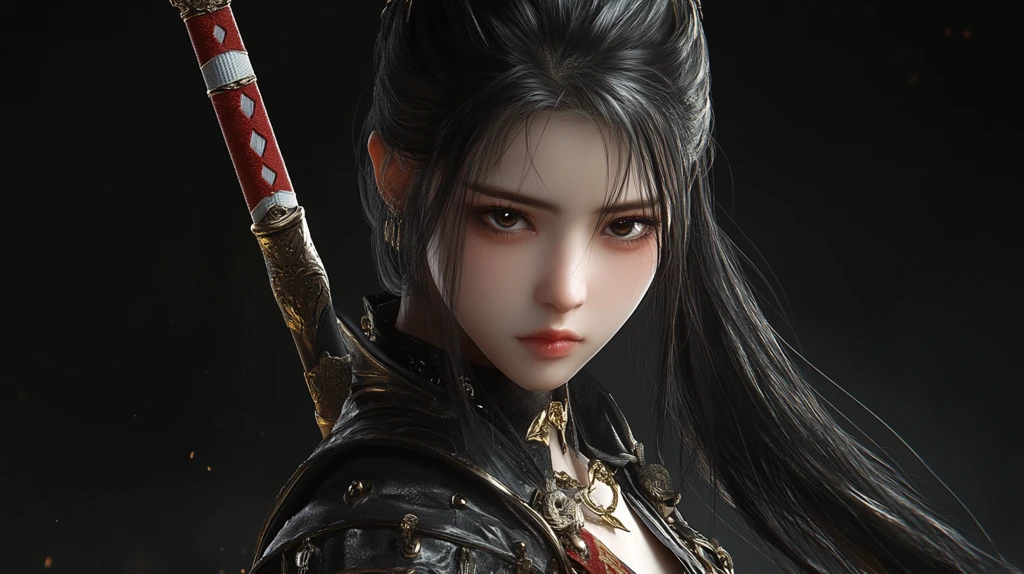 女骑士挥剑战斗