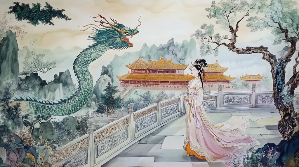 宫廷侍女龙凤图