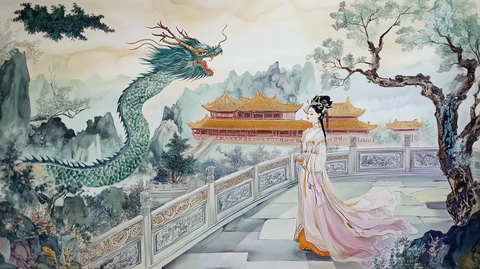 宫廷侍女龙凤图