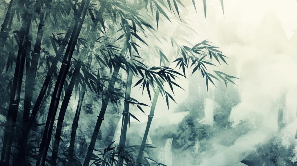 水墨山水竹林