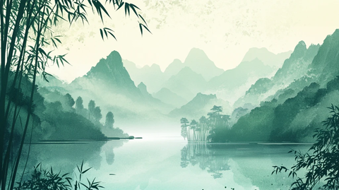 竹林山水背景