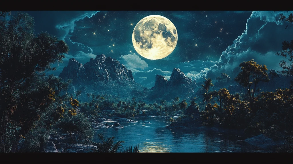 月色夜色梦幻森林背景