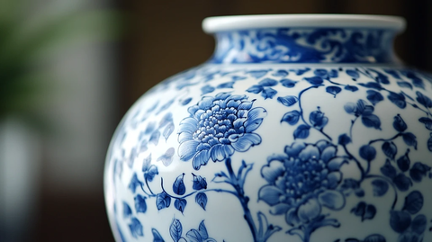 青花瓷器特写