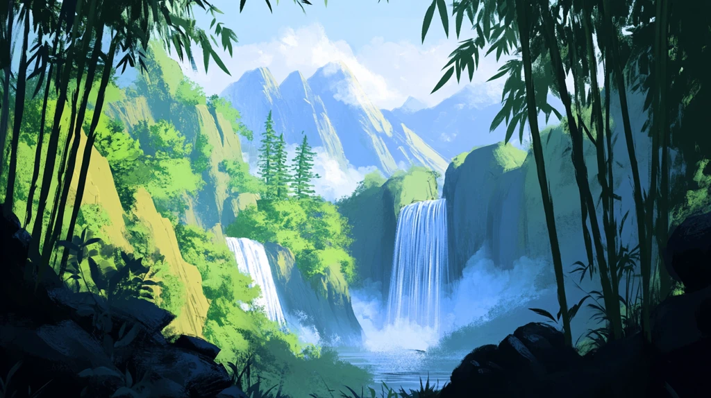 黄果树瀑布插画