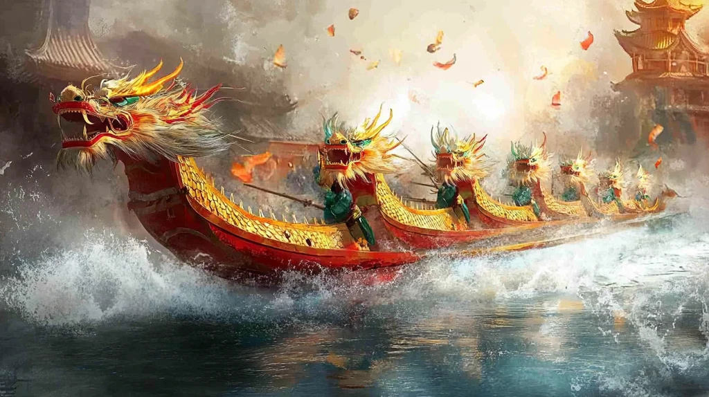 端午赛龙舟古风场景