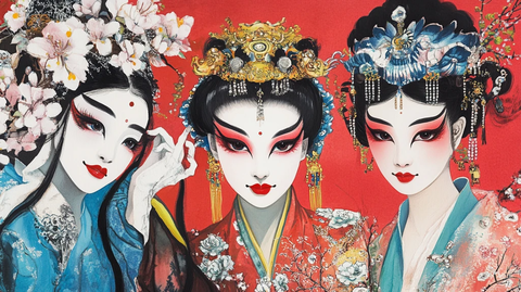 京剧花旦无框画