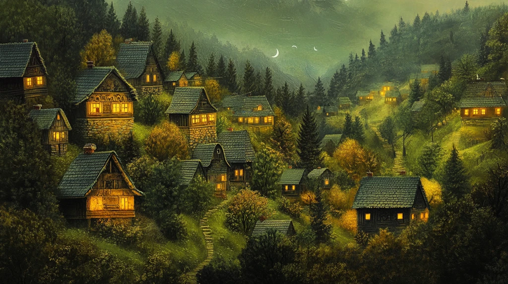 森林小木屋夜景