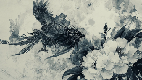 水墨插画北朱雀