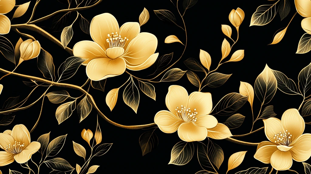 高精手绘黄金拉丝花卉