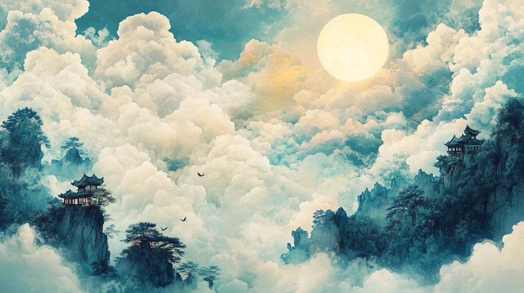 天界晓钟风景插画