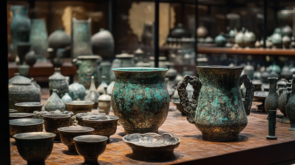 陶器瓷器展示品特写