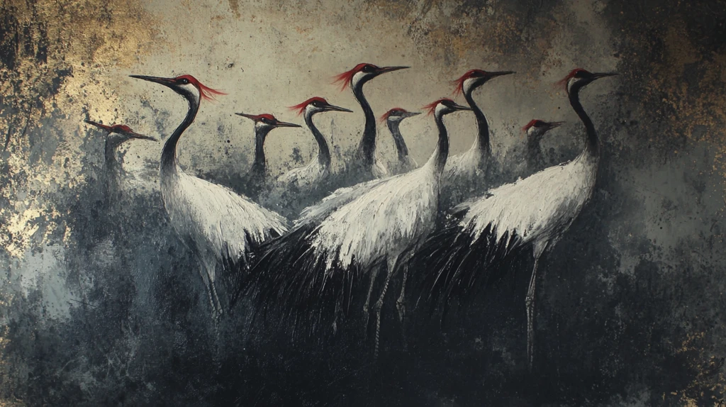 仙鹤油画