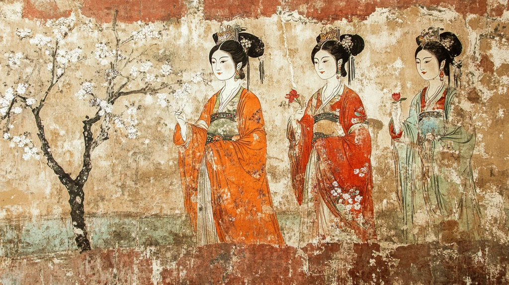 宫廷美女仕女图杏花