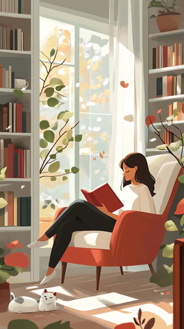 坐在窗前看书的女孩