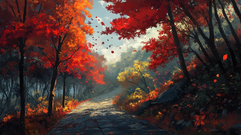 秋天森林画秋天壁纸