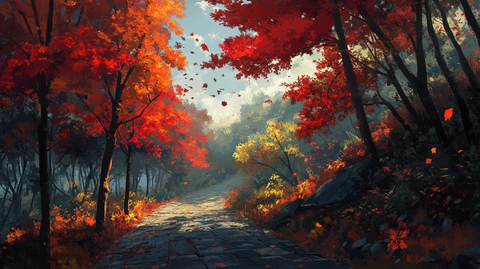 秋天森林画秋天壁纸
