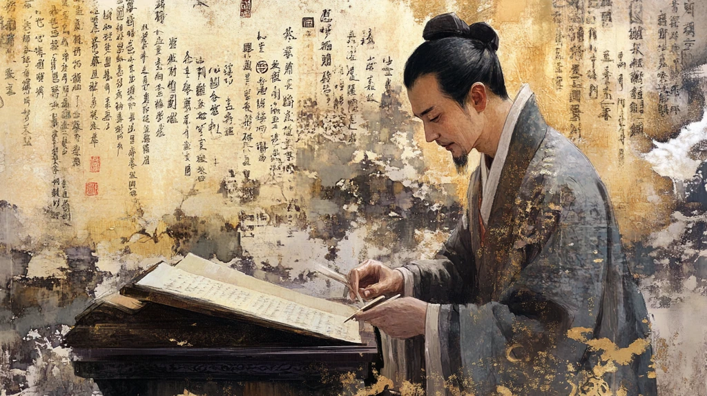 书生学者吟诗作赋