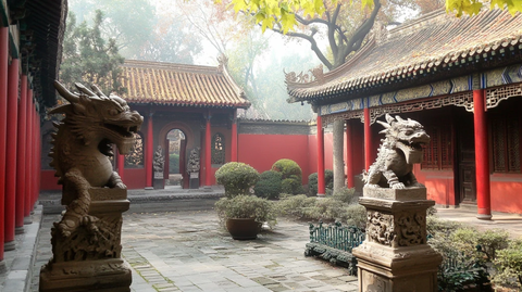 红墙龙柱古宫苑