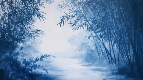 蓝色梦幻竹影
