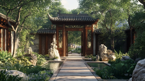 中式别墅中式园林院落