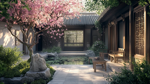 中式庭院插画