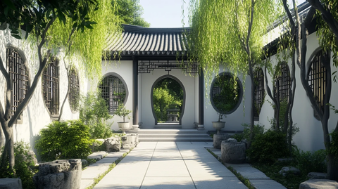 中式庭院拱门建筑