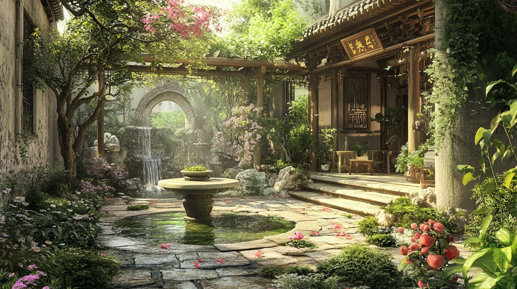 影视小品庭院背景