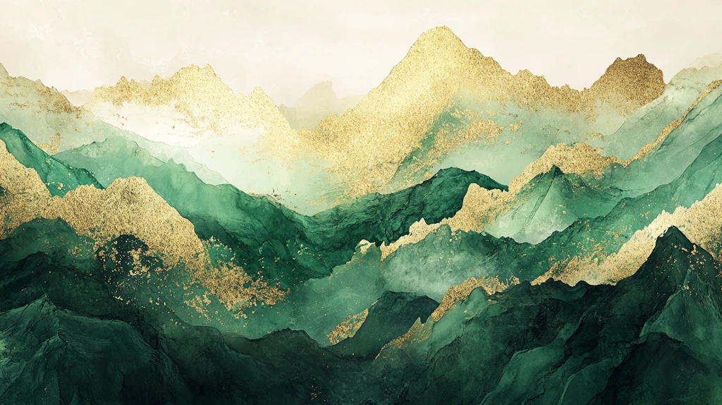 抽象金箔山水画
