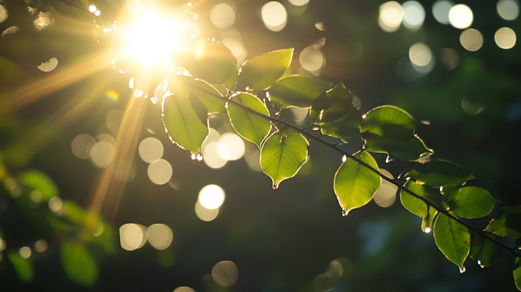 阳光树叶逆光照