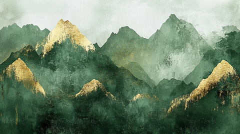 抽象金箔山水画