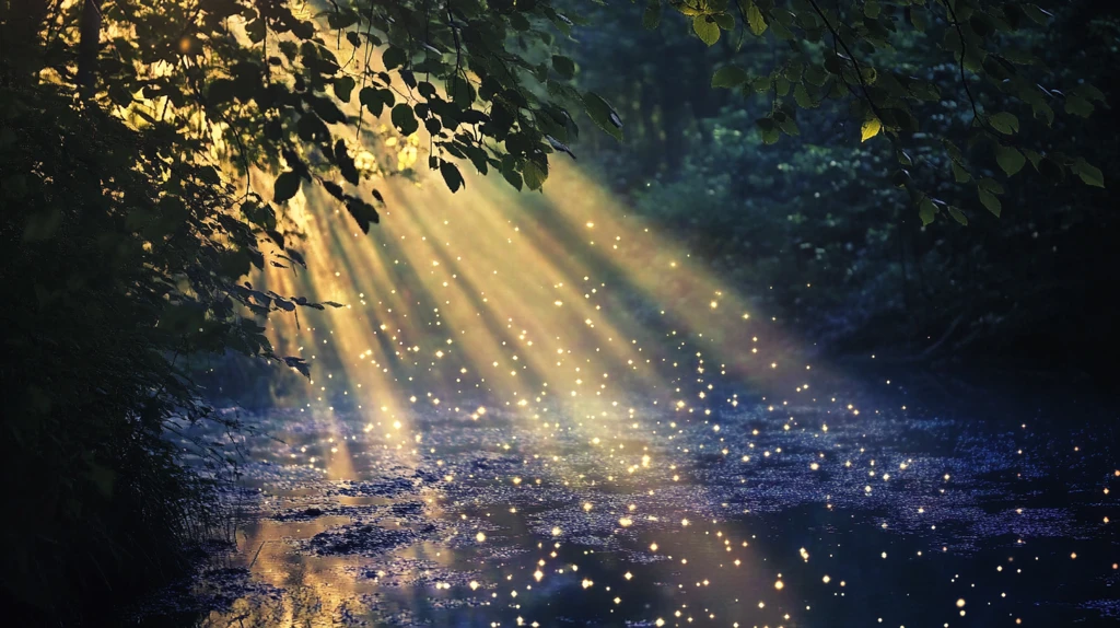 阳光在森林河流里