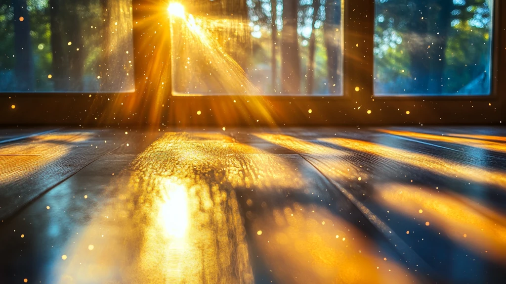 阳光照射木窗
