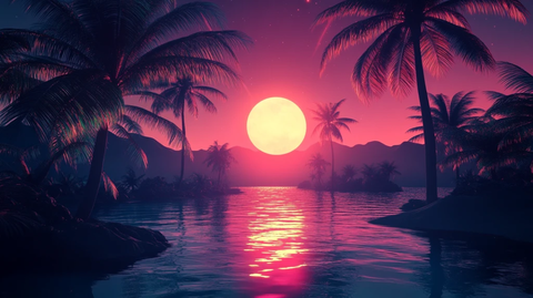 粉红色超现实海景