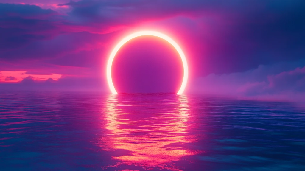 粉红色超现实海景