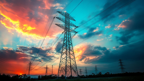 电网蓝天晚霞