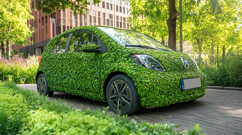 长满绿叶的汽车