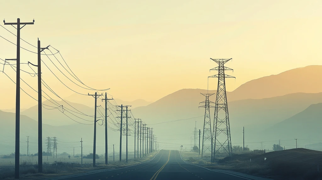 荒漠高压线骄阳