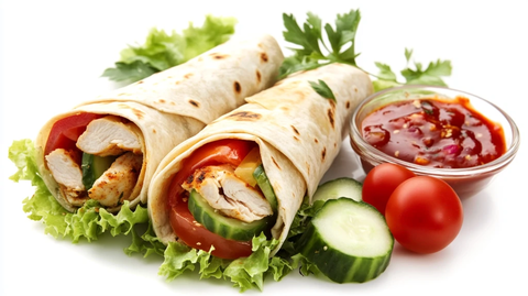 墨西哥鸡肉卷白底图片