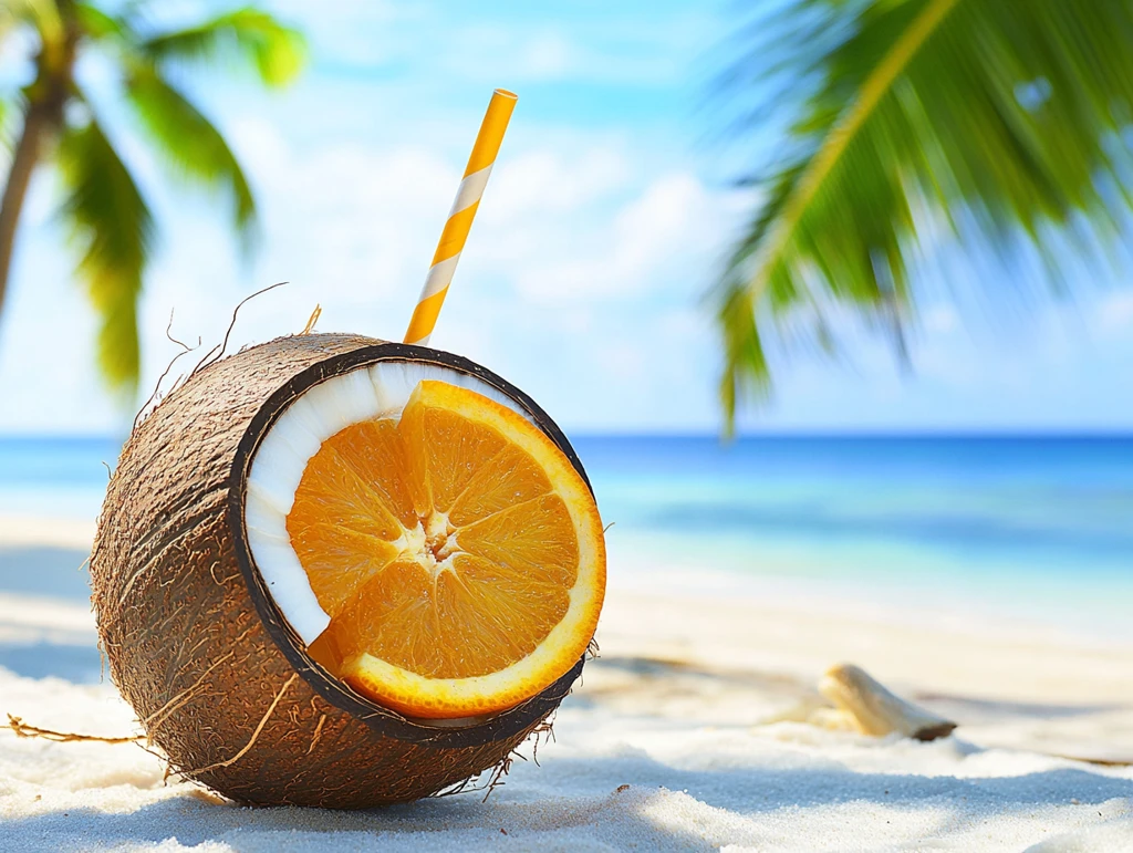 椰树风扇冷饮手绘